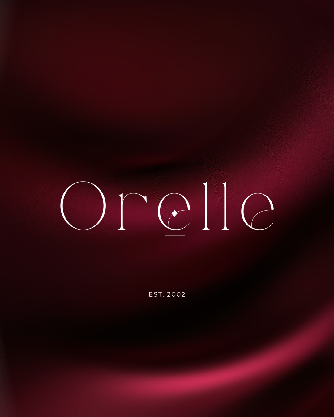 Orelle wordmark on silk backdrop